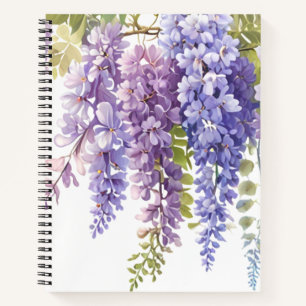 Carnet Elégante glycine d'aquarelle violette florale