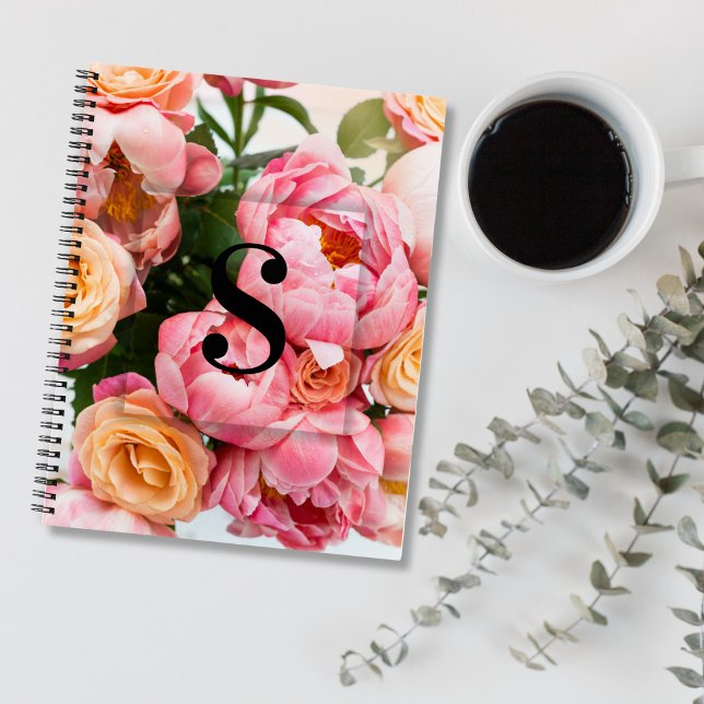 Carnet Élégante lettre initiale personnalisée S Rose Mono (Créateur téléchargé)
