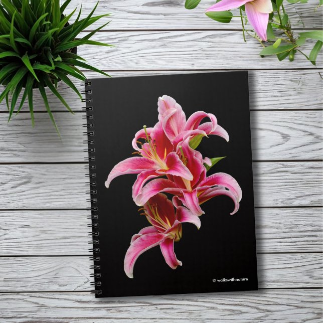 Carnet Élégante Lys orientaux roses (Elegant Pink Oriental Lilies Journal Cover Photo)