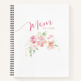 Carnet Elégante Maman Est Blush Rose Floral Aquarelle