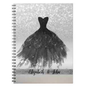 Carnet Elégante Parties scintillant Argent Bokeh, Robe No