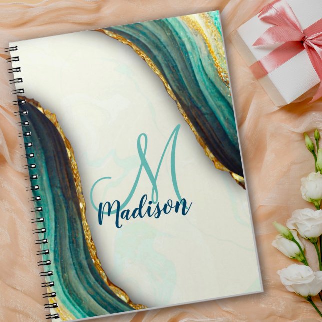 Carnet Élégante parties scintillant en marbre vert émerau (Créateur téléchargé)