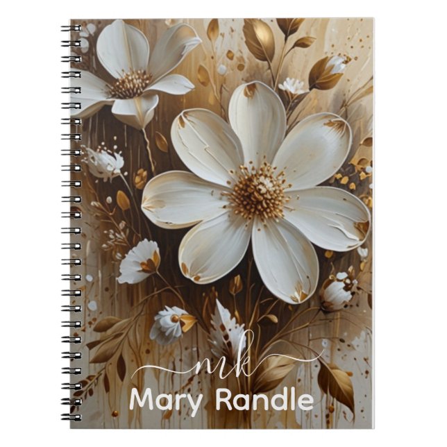 Carnet Elégante peinture Abstraite à l'huile florale avec (Devant)