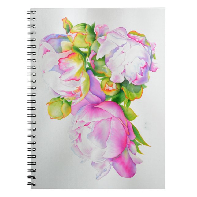 Carnet Elégante peinture d'aquarelle blanche rose (Devant)