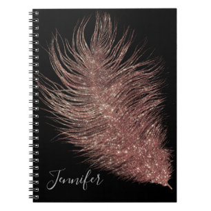 Carnet Élégante plume Rose or