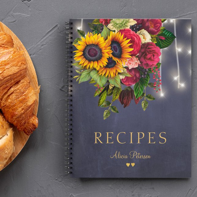 Carnet Elégante recette de tournesol de luxe et marine ro (Créateur téléchargé)