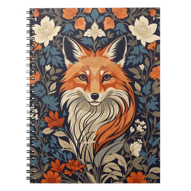 Carnet Elégante Renard Rouge Face Forêt Faune (Devant)