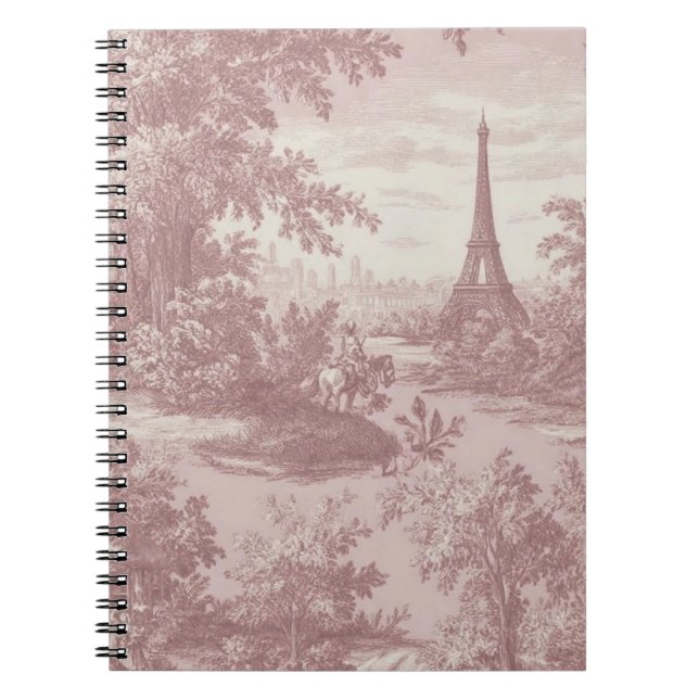 Carnet Elégante toile rose de Jouy Scène de Pays Français (Devant)
