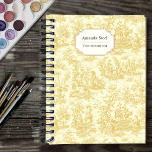 Carnet Elégante toile vintage jaune de jouy