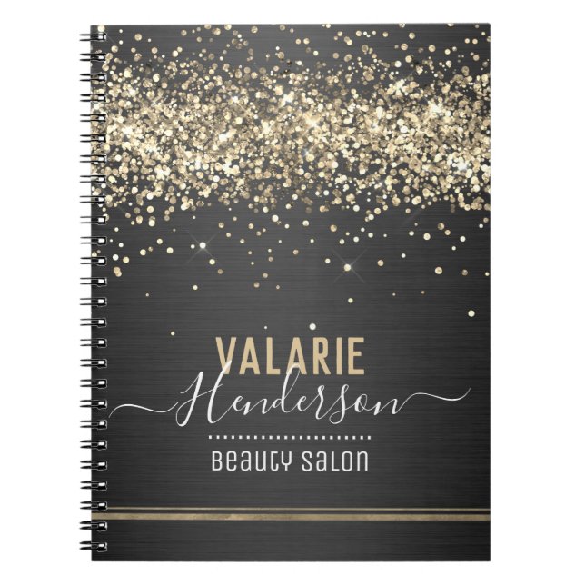 Carnet Élégante typographie de script en métal brossé (Devant)