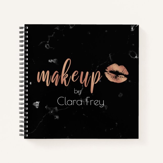 Carnet Élégantes lèvres en or rose en cuivre et maquillag (Devant)