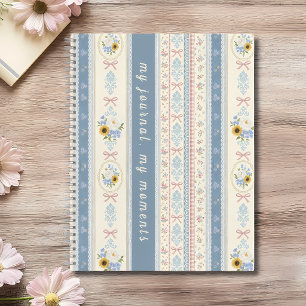 Carnet Élégantes rayures de campagne françaises chic bleu