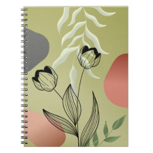 Carnet Élégantes tulipes d'art de la ligne noire sur dégr