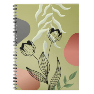 Carnet Élégantes tulipes d'art de la ligne noire sur dégr