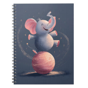 Carnet Élément d'éléphant rose aux oreilles roses sur l'a