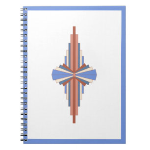 Carnet Éléments Art déco en or rose & bleu