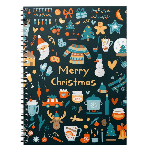 Carnet Éléments de Noël et de Nouvel An dessinés à la mai (Devant)