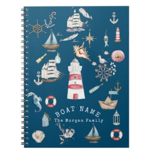 Carnet Éléments Nautiques à l'Aquarelle Bleus