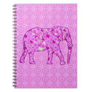 Carnet Eléphant à fleurs - orchidée et magenta