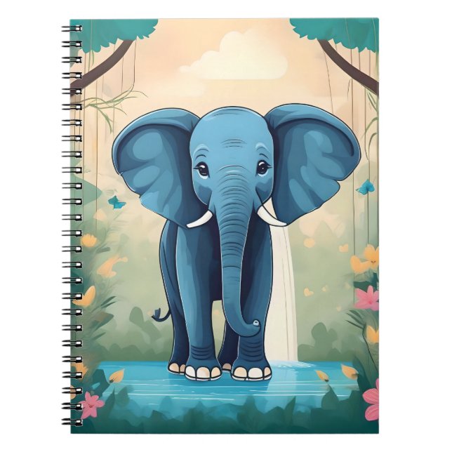 Carnet Eléphant Bébé Bleu Whimsical, (Devant)