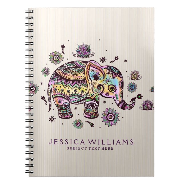 Carnet Eléphant Bébé Floral Coloré (Devant)