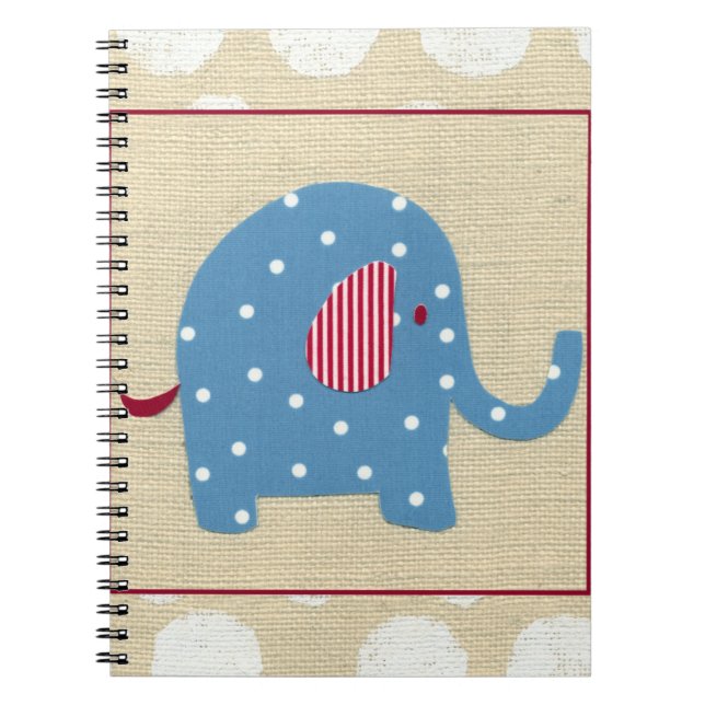 Carnet Eléphant bleu avec Pois blancs (Devant)