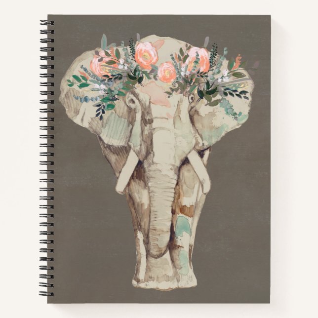 Carnet Eléphant de la Couronne de fleurs II (Devant)