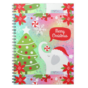 Carnet Eléphant de Noël blanc