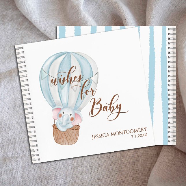 Carnet Elephant in Hot Air Balloon Wishes for Baby (Créateur téléchargé)
