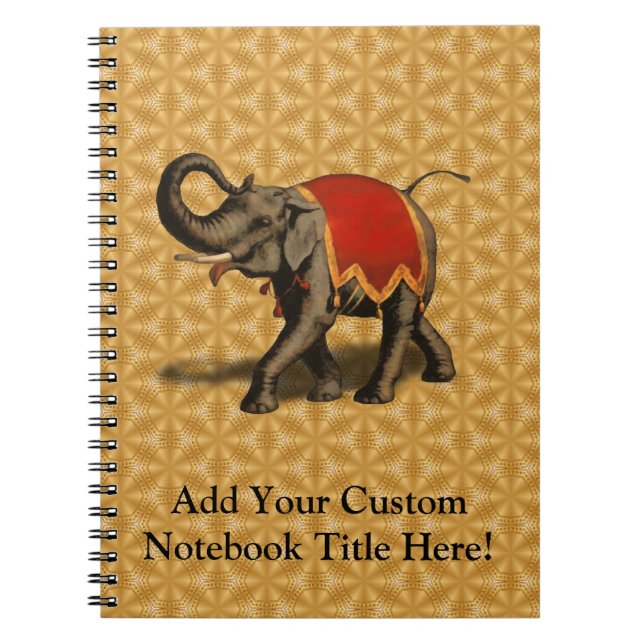 Carnet Eléphant indien avec tissu rouge (Devant)