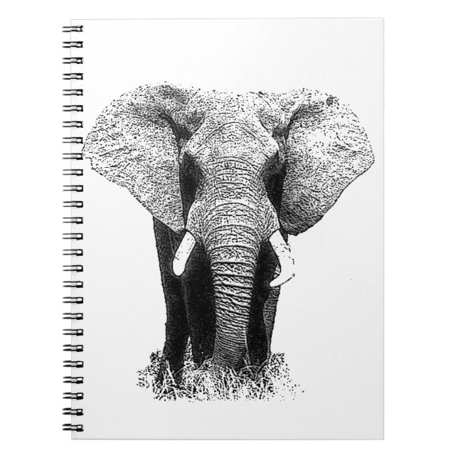 Carnet Eléphant noir et blanc (Devant)
