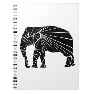 Carnet Éléphant noir géométrique
