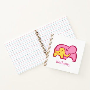 Carnet Elephant serré rose jaune joli nom graphique
