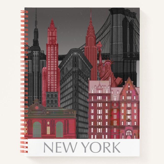 Carnet Élévations de New York par nuit - Rouge (Devant)