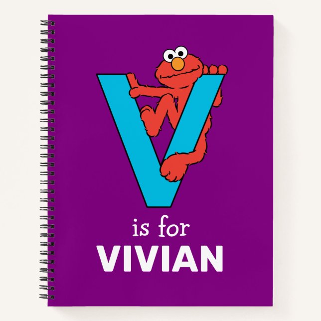 Carnet Elmo Alphabet | V bleu (Devant)