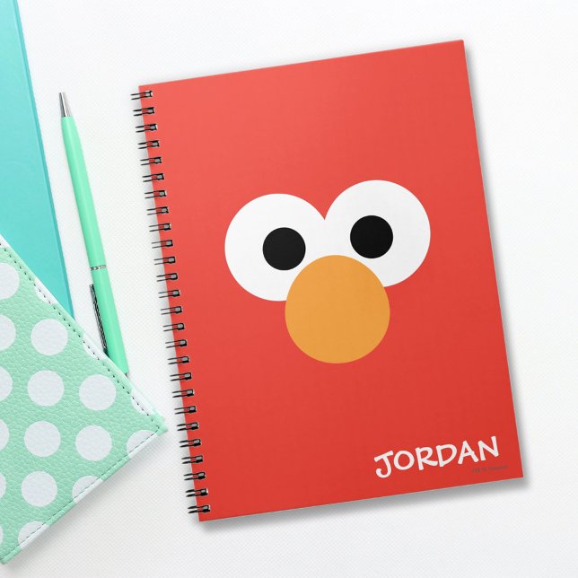 Carnet Elmo Big Face | Ajouter Votre Nom (Notebook on table)