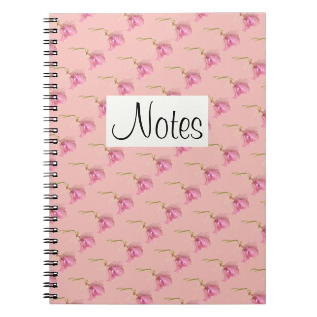 Carnet Emballage à imprimé floral rose sur fond rose (Devant)