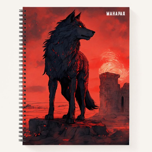 Carnet **"Ember Wolf in Ruins"** (Devant)