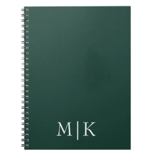 Carnet Emerald Green et White   Monogramme moderne