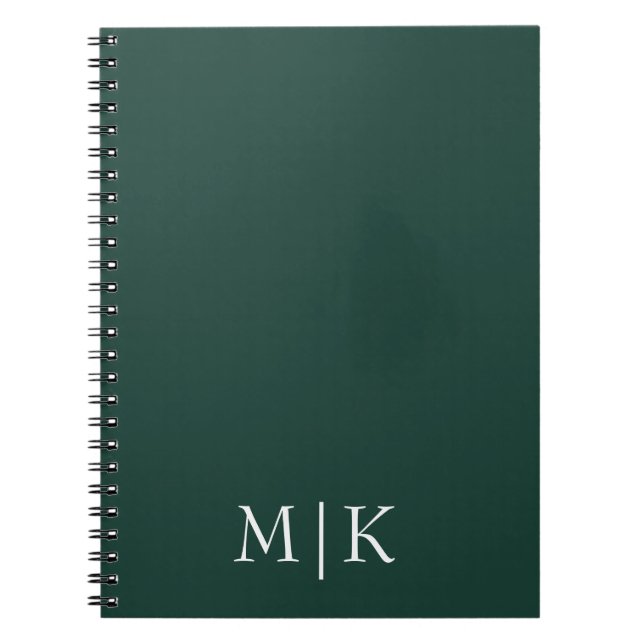 Carnet Emerald Green et White | Monogramme moderne (Devant)