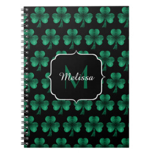 Carnet Emerald Green Sparkle Shamrock noir Monogramme