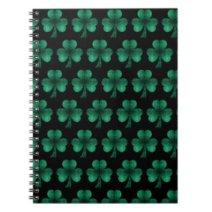 Carnet Emerald Green Sparkles Shamrock motif noir