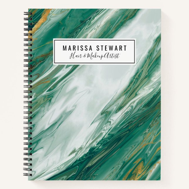 Carnet Emerald Jade Green Gold Accenté Marbre peint (Devant)