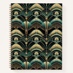 Carnet Émeraude et Or Thème Art Déco des Années 1920