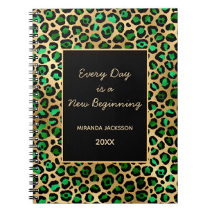 Carnet Émeraude vert leopard motivation