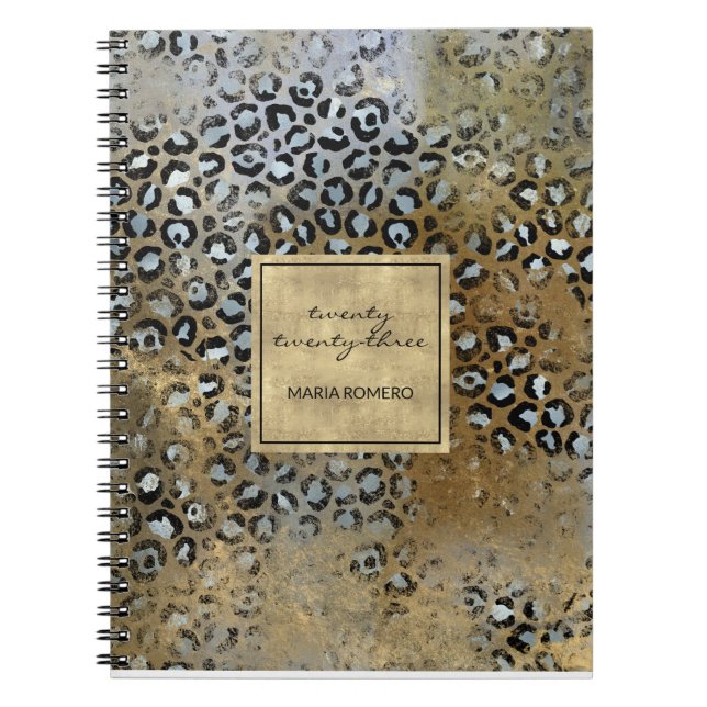 Carnet Empreinte de léopard d'or désossé moderne (Devant)