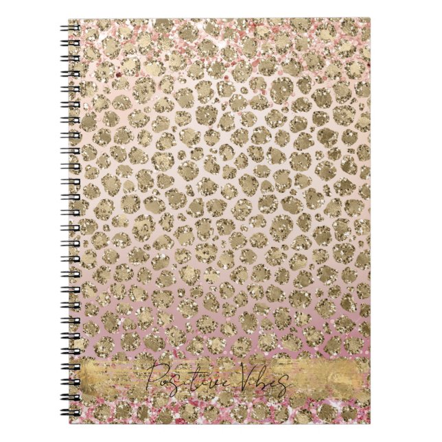 Carnet Empreinte de léopard d'or rose étincelle (Devant)