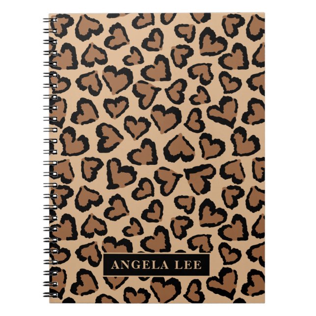 Carnet Empreinte de léopard mignon avec nom personnalisé (Devant)