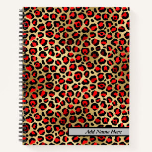 Carnet Empreinte de léopard moderne rouge et or