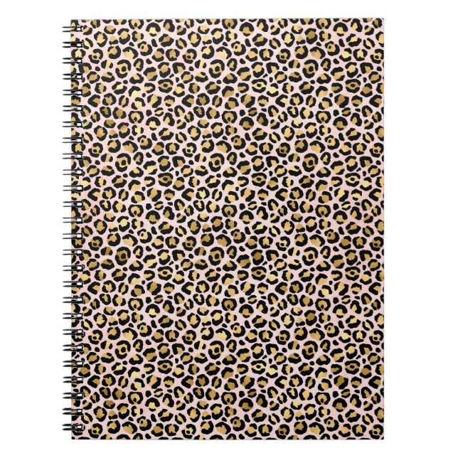 Carnet Empreinte de léopard noir rose vif (Devant)